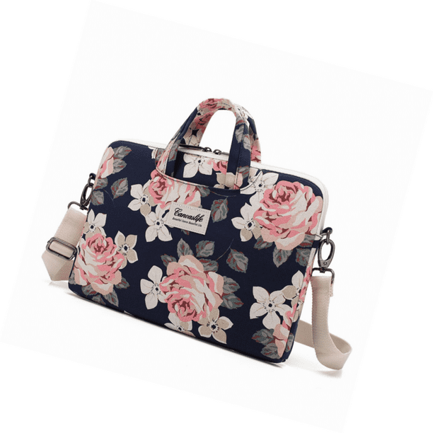Laptop Sleeve Bouquet White Roses Purple Pansies Cherries Waterproof Laptop Shoulder Messenger Bag Pouch Bag Case Tote with Handle Fits 14 Inch Netb 